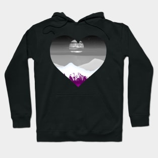 Asexual mountainscape subtle heart Hoodie